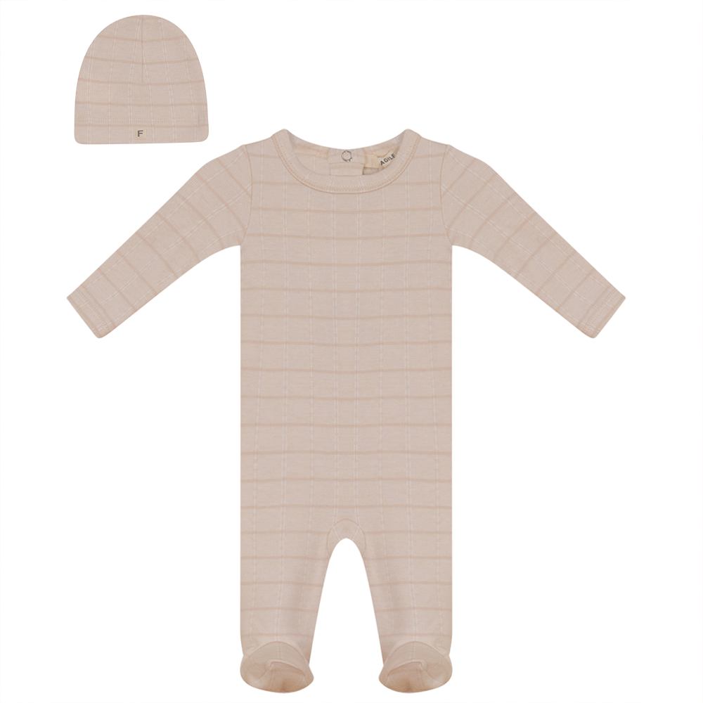 Fragile Checked Footie + Hat Set