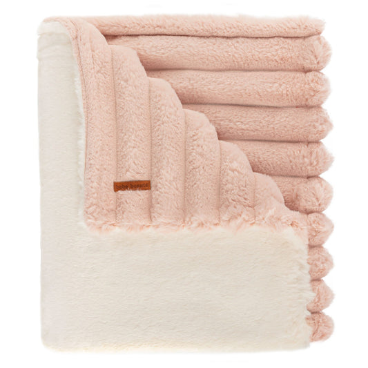 Bebe Beaute Mauve Line/Solid Ivory Fuzzy Blanket